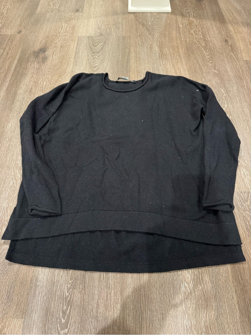 French Connection Black Crew Neck Layered Hem Sweater